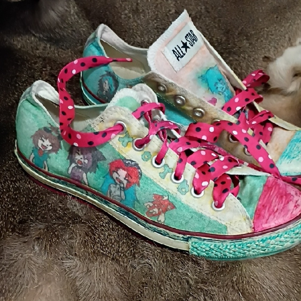 Converse Women's Sneakers with Pink and Teal Accents